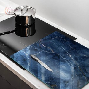 Atractivo bloque de corte de mármol azul oscuro brillante accesorios de utensilios de cocina tabla de cortar de piedra Rectangular hecha a mano en venta superior - Product Image 1