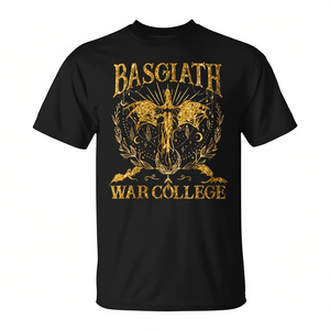 Camiseta para hombre Basgiath War College, diseño literario con estampado en negro y dorado - Product Image 2