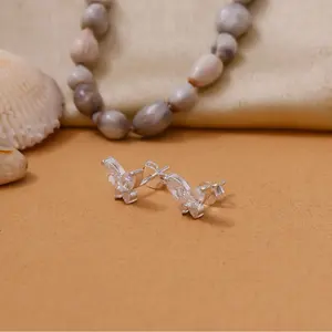 "Trendy Religious 925 Silver Cubic Zirconia <b>Stud</b> <b>Earrings</b> for Women Gold Plated" - Product Image 2