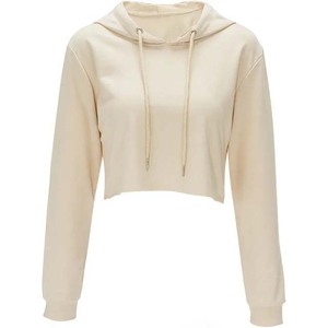 Logo personnalisé haut court à manches longues respirant Gym Fitness 100% coton couleur unie pull vêtements d'hiver sweats à capuche pour femmes - Product Image 1