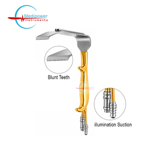 Retractor Mamario de Fibra Óptica Estilo Tebbetts con Iluminación y Succión de Acero Inoxidable - Retractores de Fibra Óptica para Cirugía Plástica - Product Image 1