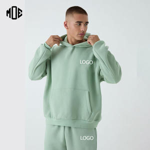 Pull à capuche surdimensionné pour hommes, logo, épaule tombante, respirant, poche kangourou épaisse, motif imprimé en éponge 100% coton - Product Image 1