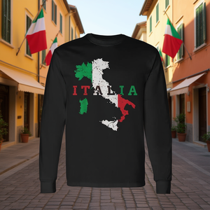 T-shirt à manches longues « Fierté du patrimoine italien » – Design drapeau italien – Promotionnel – Pour les Italiens - Product Image 3