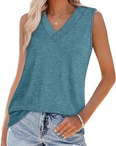 Débardeurs pour femmes coupe ample été hauts col en V sans manches réservoirs pour courir Fitness sport gymnastique et vêtements de tous les jours débardeur - Product Image 3