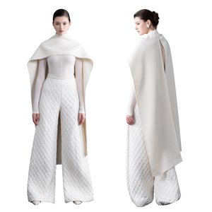 ชุดกางเกงขากว้างสำหรับผู้หญิงทรงตรงแบบสองชิ้นกางเกงผ้าคอตตอนออร์แกนิคสีขาวแบบหรูหรา - Product Image 1