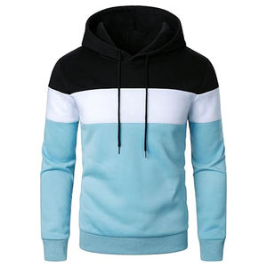 Sudadera con capucha de manga larga para hombre, Sudadera con capucha de lana suave mezclada multicolor con cordones - Product Image 2