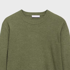 Personnalisable 100% coton col rond fin-tricot pull pour hommes de haute qualité respirant Anti-rides Anti-rétrécissement vert tenue d'hiver - Product Image 2