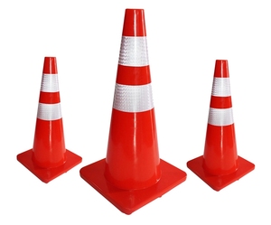 Wholesale Orange Reflective Road Safety Cone 30/45/70/75/90cm PVC Traffic Sign Flexible Rubber Traffic Cone For Roadway Use
