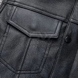 2025 cuero hecho a medida al por mayor tasa hombres Chaleco de cuero de alta calidad transpirable Material duradero Chaleco de cuero - Product Image 3