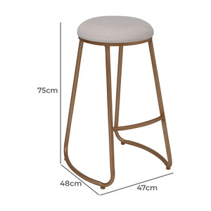 เก้าอี้บาร์ทำจากโครงเหล็กสีทองพร้อมโฟมและผ้าหุ้มเบาะสำหรับใช้ในร่ม - Product Image 5