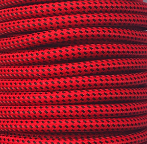 Tira de 5m. Cable textil decorativo rojo/negro Duero brillante (CIR62CTS25) - Product Image 1