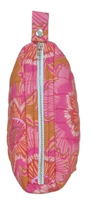 Mini pochette de maquillage imprimée bleue pour sac à doublure en coton brodé or pour dames avec fermeture à glissière - Product Image 5