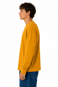 Camisa de Manga Larga para Hombre, Diseño Italiano, Estilo Casual de Verano, Amarilla, Suministro ODM, 100% Algodón Jersey 24/1 180g Anti-Pilling - Product Image 3