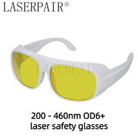 Lunettes de sécurité laser en polycarbonate avec logo personnalisé, 450 nm, protection oculaire laser bleue 200-460 nm OD6+ certifiées CE pour laboratoire