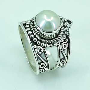 Handmade Boho Freshwater Pearl Sterling Silver Ring June Birthstone Statement Promise <b>Unique</b> Artisan Jewelry <b>Gift</b> - Product Image 4