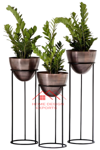 Jardinière en métal au sol fini martelé à la main en couleur or rose Home Office Living Room Decor Metal Planter - Product Image 3