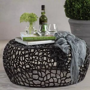 Tavolino marocchino in rame/nero tavolo rotondo per la casa soggiorno mobili in metallo leggero tavolino da caffè - Product Image 6