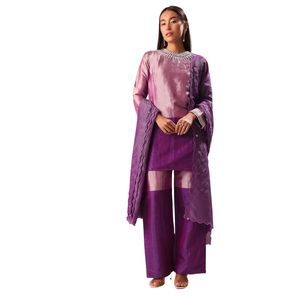 Ensemble Kurta Palazzo brodé violet costume vente en gros de vêtements ethniques pour femmes OEM vêtements fournisseur d'usine tenue de fête personnalisée - Product Image 3