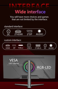 จอภาพเกมมิ่ง LCD แบบไร้ขอบขนาด 38 นิ้ว ความละเอียด 4K 144Hz จอโค้ง HD พร้อมขาตั้งปรับได้ ไฟ LED สำหรับคอมพิวเตอร์ - Product Image 4