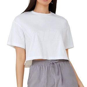 Vente en gros de top court avec impression de logo personnalisé pour femmes nouvel arrivage de haut court ras du cou pour femmes - Product Image 1