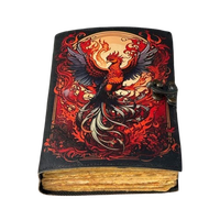 Diario de cuero indio Diario Cuaderno gótico El Fénix Grimoire Imprimir Vintage Diario hecho a mano Libro de sombras Brujería