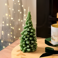 Bougies Artisanales en Cire de Soja Écologiques en Gros, Fortement Parfumées à la Vanille, Mini Sapin de Noël, Décoration d'Intérieur pour Halloween et Bars