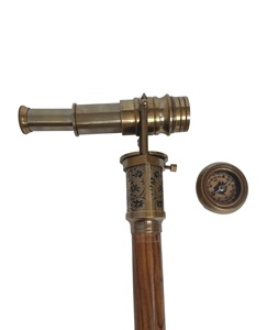 Mango de telescopio de latón náutico bastón de madera coleccionable hecho a mano bastón de madera - Product Image 2