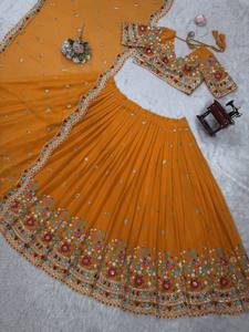 Women's Traditional Indian Pakistani 3-Piece <b>Lengha</b> Choli Plazzo Ready-to-Wear for Summer Weddings Parties for Spring - Product Image 6