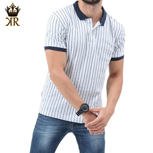 Nouveau style Polo T-shirt rayé de haute qualité pour l'été Uni Homme en laine à manches courtes 100% coton - Product Image 1