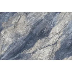 Azulejo de calidad superior, piedra sinterizada, hoja azul Apache 1200*2400*9, losa de mármol multicolor de tamaño personalizado brillante, más aplicación