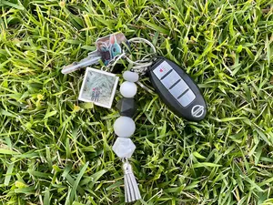 Porte-clés en marbre noir et blanc, Porte-clés en marbre pour étudiant, Porte-clés en marbre de pierre naturelle - Product Image 3