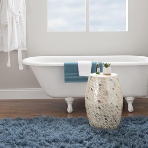 Table d'appoint en nacre, forme ovale, motif de coquille naturelle, meubles artisanaux, vente en gros pour hôtel, distribution en gros - Product Image 2