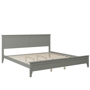 Estructura de cama gris minimalista con diseño de plataforma - Product Image 6