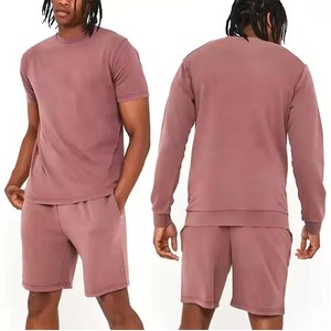 Vêtements d'été pour hommes 13 couleurs surdimensionnés Tshirt Casual 2 PCS Men Shorts Set Jogging Sportswears Plus Size Men's Sets OEM - Product Image 4
