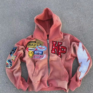 Custom Fashion <b>Zipper</b> <b>Hoodies</b> With Light Reflecting Rhine Stone Printed Street Wear <b>Hoodies</b> With Customized Logo - Product Image 4