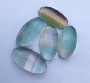 Wholesale Lavira AAA+ Natural Fluorite Cabochon Loose Gemstones Flat Back Black Crystal Quartz Beda Shape Third Party Certified - Product Image 1