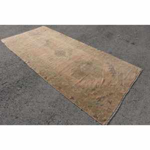 Vintage Classic Turkish <b>Rug</b> Beige 4.6 X 10.2ft Handmade Wool with Latex Backing Patchwork Pattern for Teen <b>Bedside</b> - Product Image 2