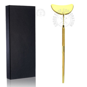 Miroir à cils de haute qualité Miroir à sourcils et à cils Miroir à cils portable en forme de courbe de lune en acier inoxydable Miroirs à cils en acier inoxydable logo personnalisé - Product Image 1