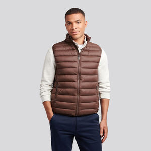Chalecos acolchados cálidos para hombre más vendidos, chaleco ligero con cuello levantado, prendas de vestir exteriores de Color marrón, chaleco acolchado con cremallera, chaqueta sin mangas - Product Image 1