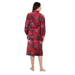 Kimono de Terciopelo de Lujo para Mujer, Talla Única, Reversible, con Estampado Floral y Animal, Forro de Seda, Bata Suave con Cordón para Novias - Product Image 3