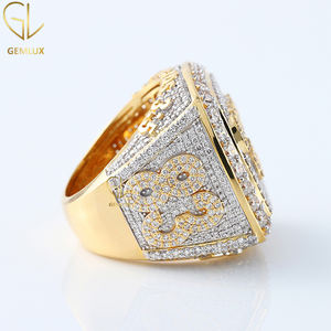 Best Quality HipHop Style <b>Iced</b> Out Letter Natural Diamond 14K Solid Yellow Gold Big Fashion Jewelry Men's Diamond <b>Ring</b> - Product Image 3