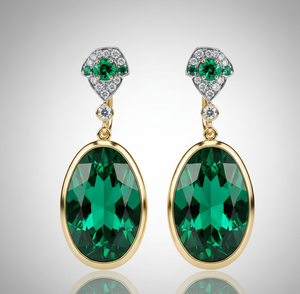 Luxury Green Hydro Oval 15x20 Earrings with CZ in 18K Gold Plated 925 Sterling <b>Silver</b> Fine Jewelry <b>Wedding</b> Party Wear - Product Image 2
