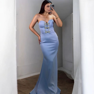 Vestido de Fiesta Formal de Satén Recto Moderno y Lujoso para Mujer, con Media Manga y Corte Entallado - Product Image 1