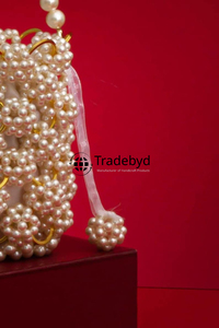 Beautiful pearl <b>clutch</b> for <b>bridesmaids</b> weddings and fashion events handmade purse for women by Tradebyd - Product Image 6
