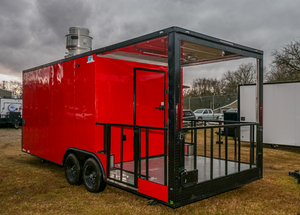 <b>Red</b> & Blackout 8.5x22 Aluminum Food Truck with Rust Resistant Features and GPS Tracking for BBQ Candy Chips - Product Image 5
