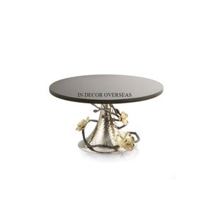 ที่ตั้งเค้กทรงกลมหินอ่อนสีขาวมาใหม่พร้อมโลหะขัดเงาสีเงินและชุบทอง - Product Image 3