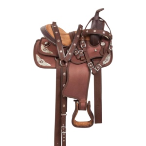 Diseño personalizado Premium sintético Western Barrel Racing Saddles Horse Tack Set Proveedor indio con opciones de tamaños de asiento - Product Image 1