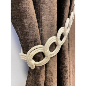 2024 venta al por mayor diseño único cuerda moderna algodón raya cortina Tieback titular más exigente precio superior tamaño de forma de Color personalizado - Product Image 3