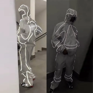 Conjunto de 2 Piezas de Pantalones Deportivos de Felpa con Cierre, Estilo Urbano para Hombre, con Ribete, Puños Elásticos, Unisex, Poliéster/Algodón, con Capucha para Invierno - Product Image 3