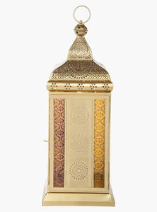 Portavelas Decorativo de Metal Marroquí, Hexagonal, Hecho a Mano, de Cristal Colorido Dorado, para Colgar o de Pie, Navidad 2026 - Product Image 4